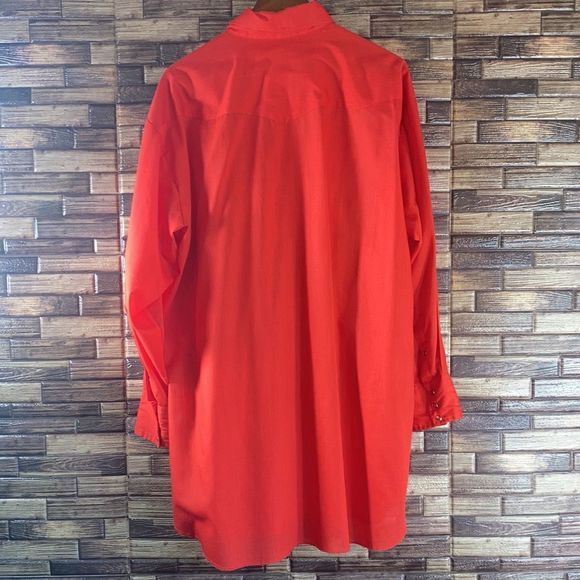 Vtg Mens Panhandle Slim Permanently Pressed Red Western Pearl SnapShirt 181/2-34 - Picture 3 of 11